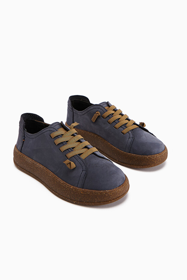 Judi Genuine Leather Blue Comfortable Sole Women's Sneakers