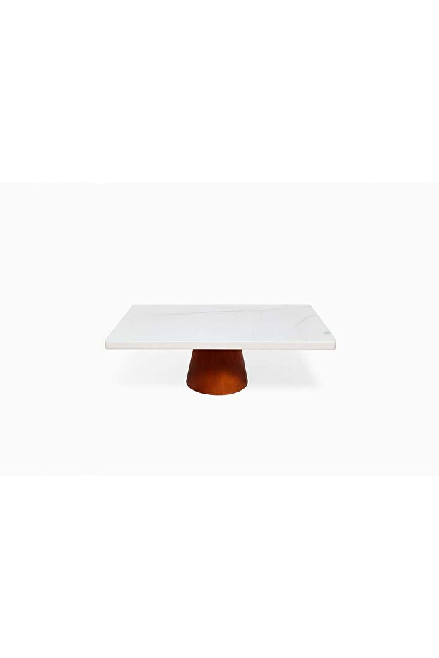 Marble Presentation Tray Rectangular Cake Cupcake Stand with Wooden Legs 20*30
