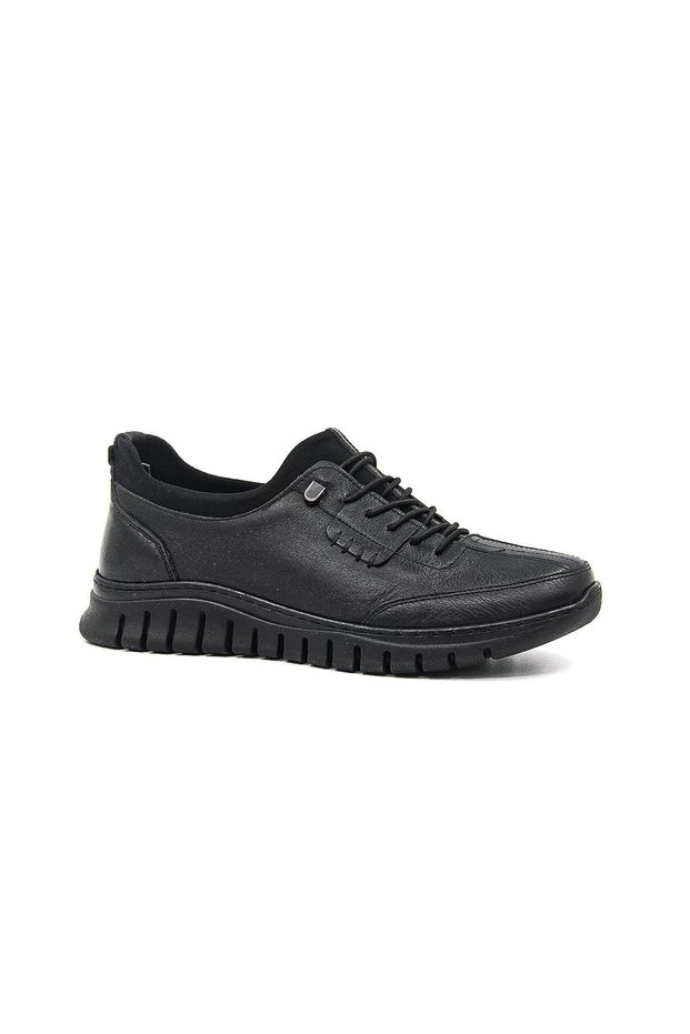 046-251 Leather Orthopedic Daily Women's Comfort Shoes - Black