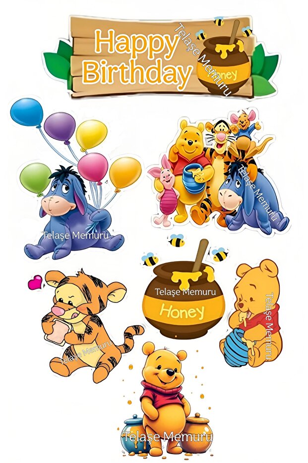 Winnie the pooh theme edible cake picture printing - edible paper and cake decorations