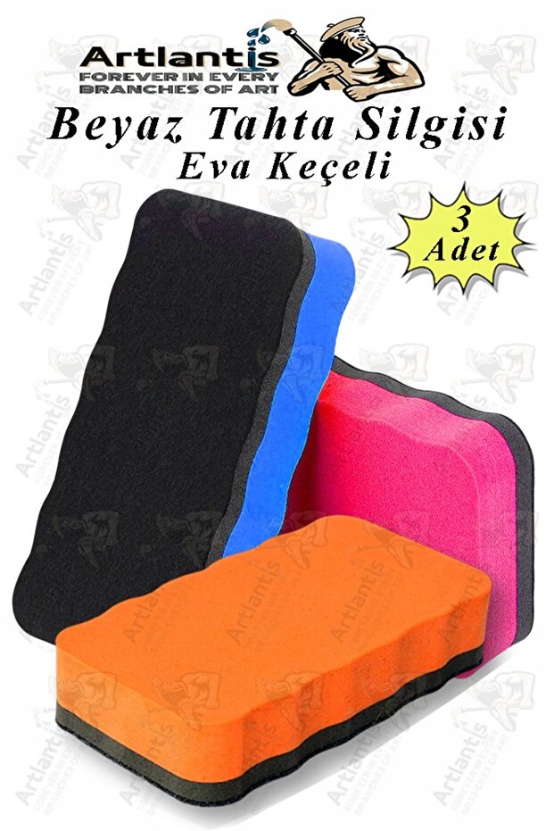 Blackboard Eraser Eva 3 Pieces White Blackboard Eraser with Quality Felt Tip Eva School Classroom Office Dry