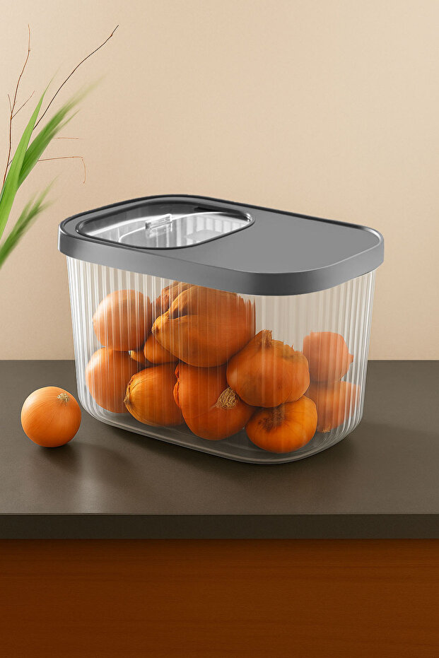 10 Liter Detergent Tablet Storage Box with Stripes - Food and Grain Container with Sliding Lid