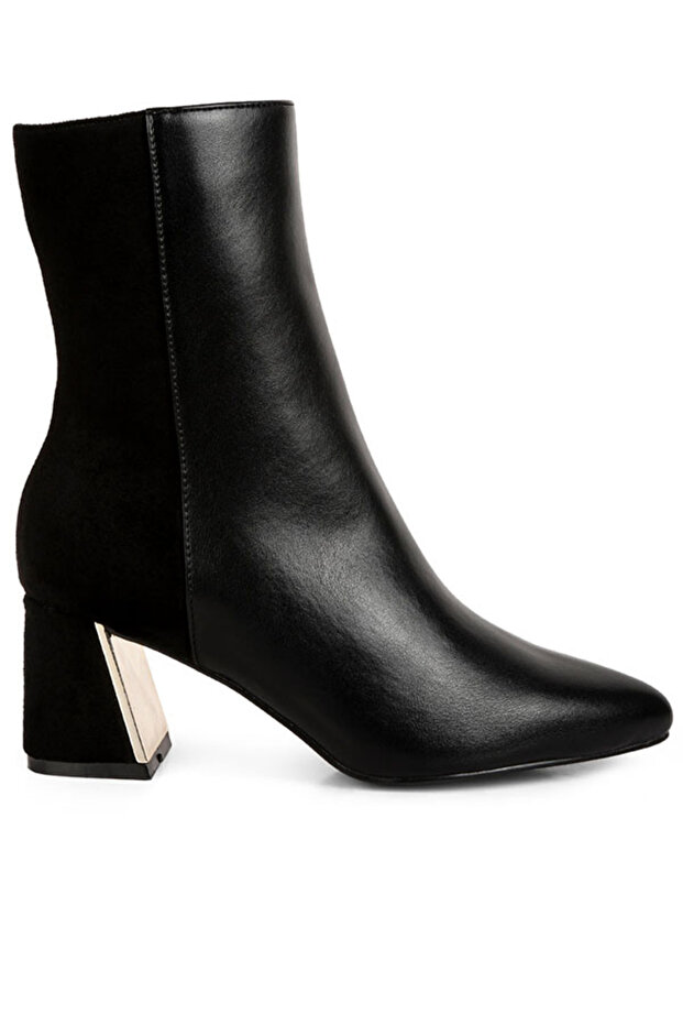 Women Black Suede Back Panel High Ankle Boots