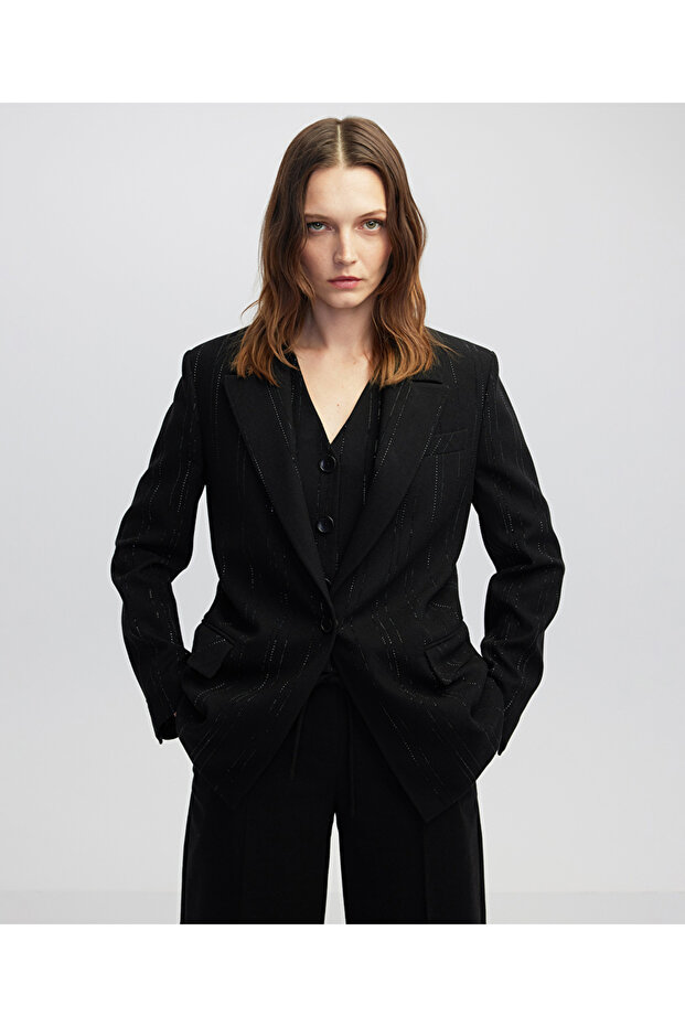 Hotfix şeritli blazer - 1