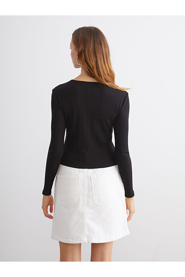 Bisiklet Yaka Kadın Hırka - 4