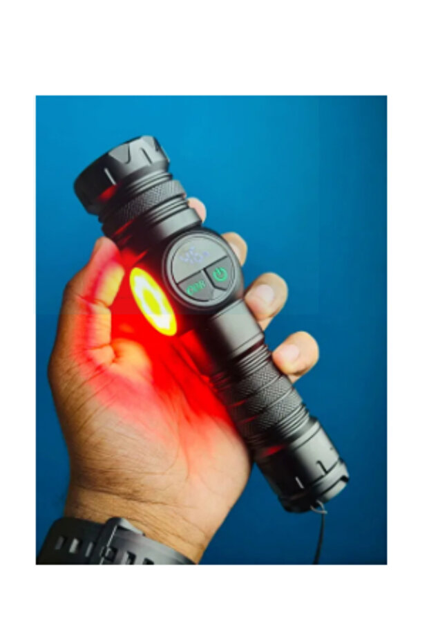LED Flashlight-USB Alloy Torch with Digital Display, Telescopic Zoom, COB Side Light & Magnetic Base - 2