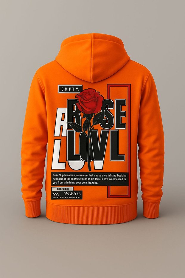 Rose Printed Graphic Hooded Sweatshirt – Unisex Casual Fashion