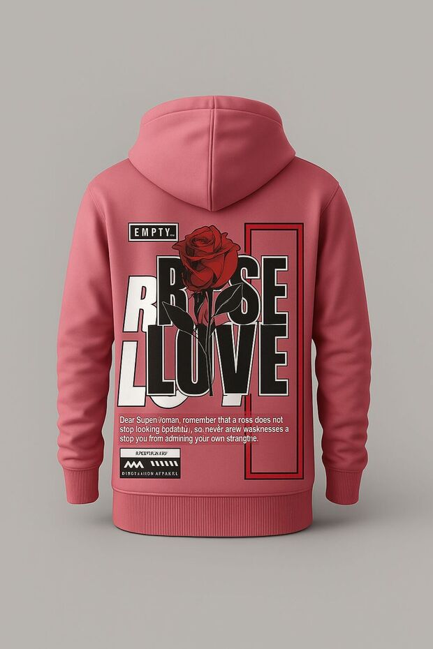 Rose Printed Graphic Hooded Sweatshirt – Unisex Casual Fashion