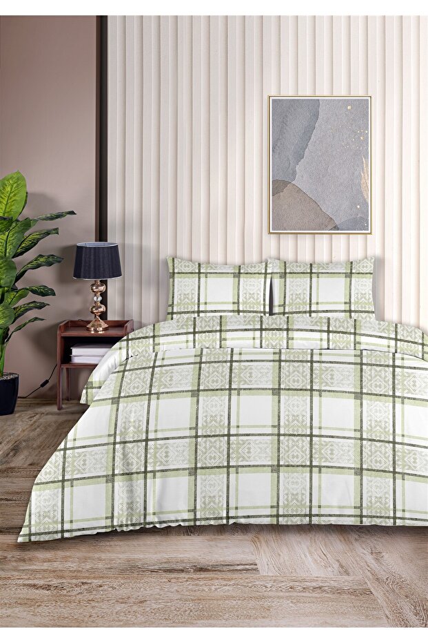 Hermes 100% Cotton Double Duvet Cover Set 200X220Cm Khaki