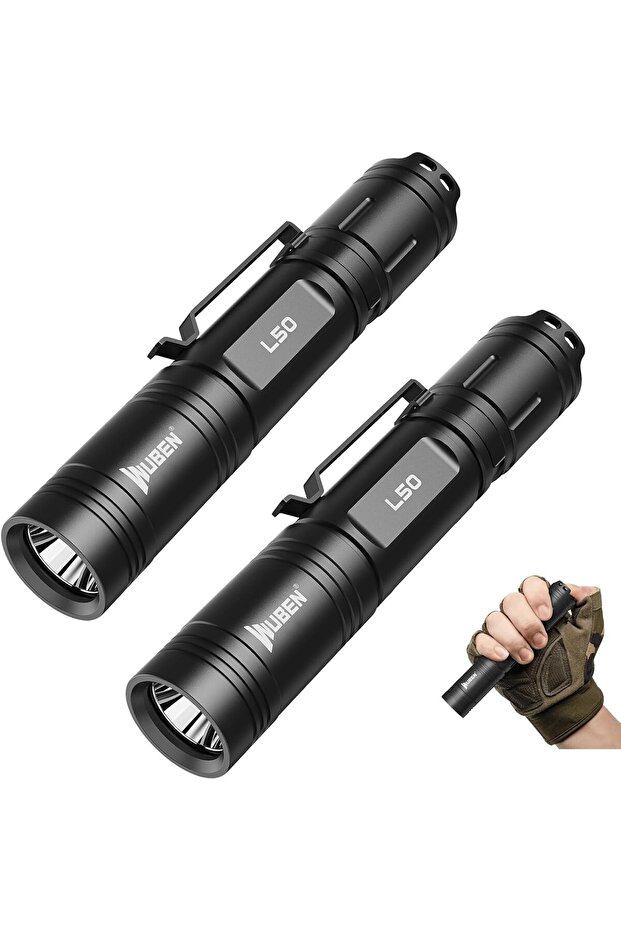 L50 LED Rechargeable Flashlight, 1200 Lumens, 5 Modes - 2 Pack