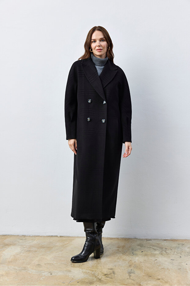 Oversize Uzun Siyah Kaban - 2