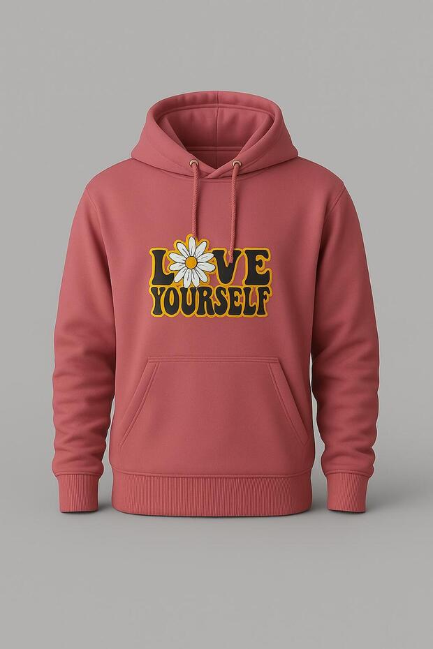 Floral Printed Love Yourself Hooded Sweatshirt – Unisex Casual Fashion