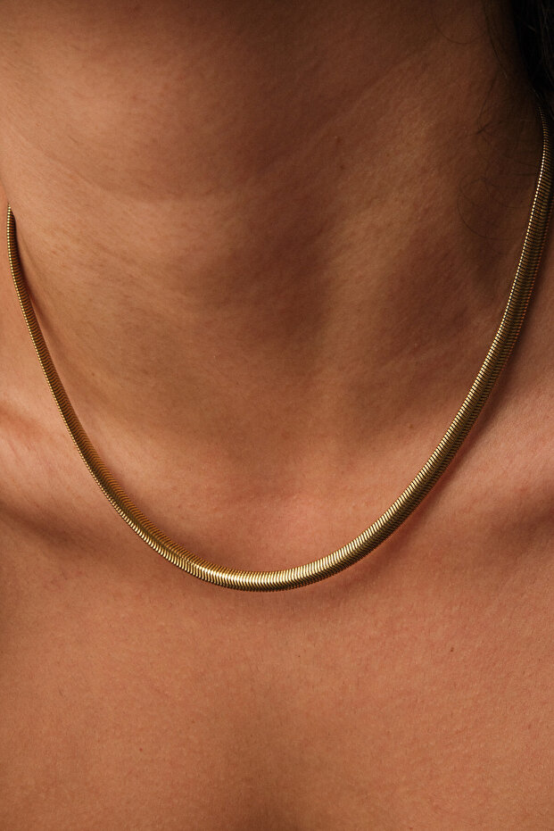 Steel Snake Necklace Fish Back Flat Chain Necklace 5mm Tarnish Resistant 45cm