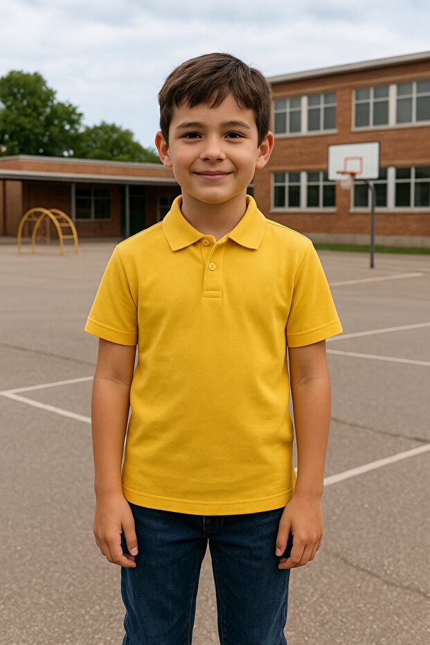 School Uniform Polo Neck T-Shirt - All-Day Comfort - Breathable Fabric, Durable and Comfortable - Short Sleeve