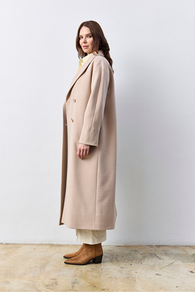 Oversize Uzun Bej Kaban - 2