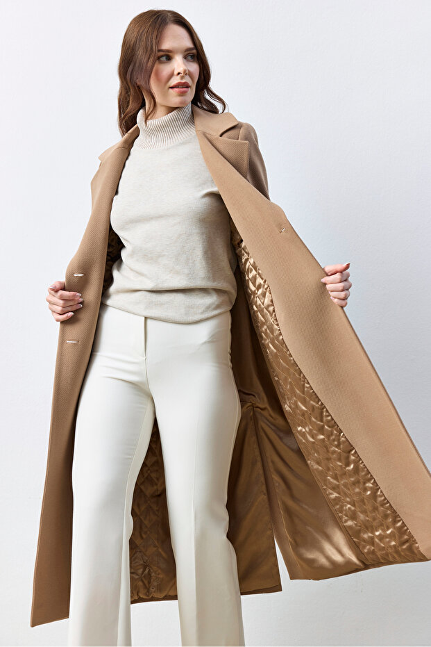 Uzun Camel Kaşe Kaban - 5