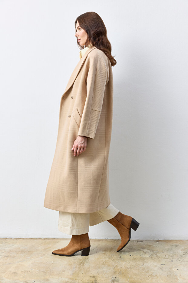 Oversize Açık Camel Kaban - 3