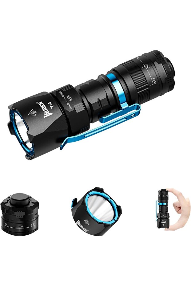 T4 Tactical Flashlight Rechargeable, EDC Flashlight 850 High Lumen, 1315ft Long Throw Torch, I
