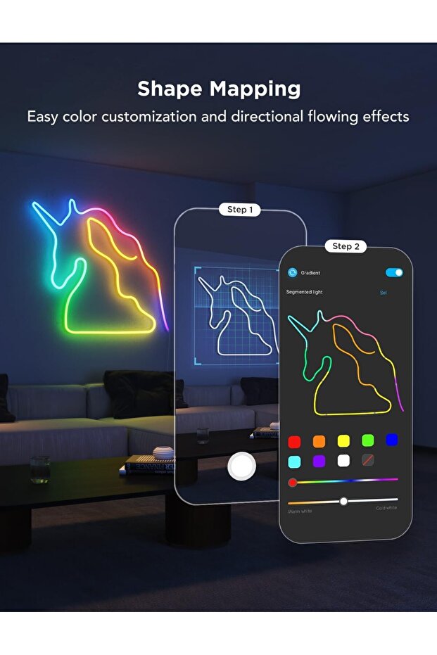 Neon Rope Light 3m RGBIC Neon LED Strip, Shape Mapping, Works with Matter, Alexa & Google - 2