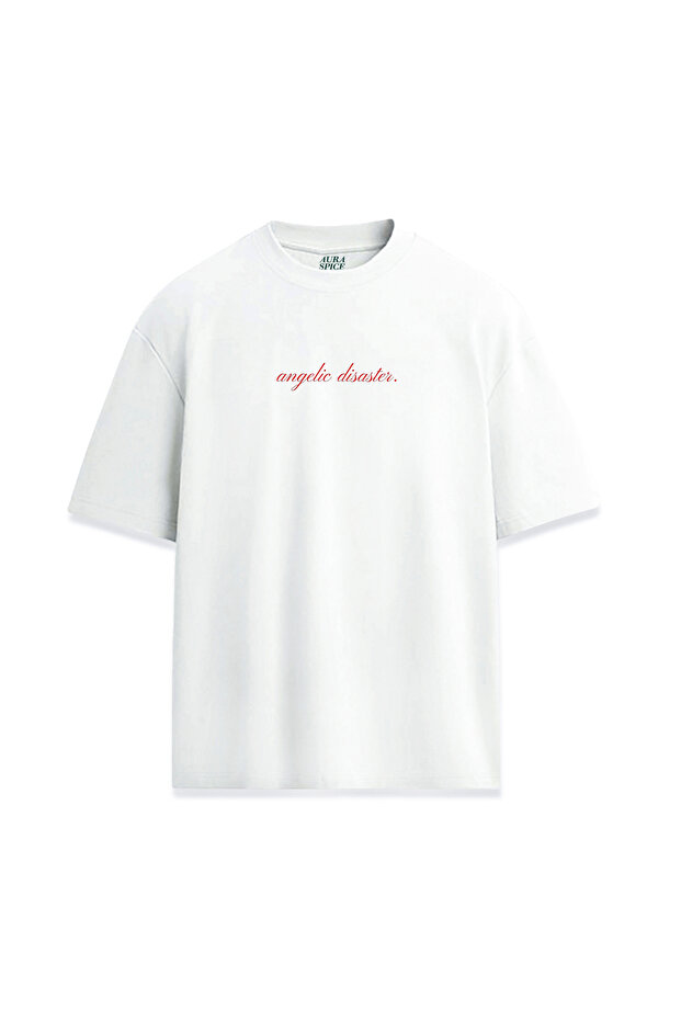 Angelic Disaster Written Design Printed Unisex Relaxed T-Shirt