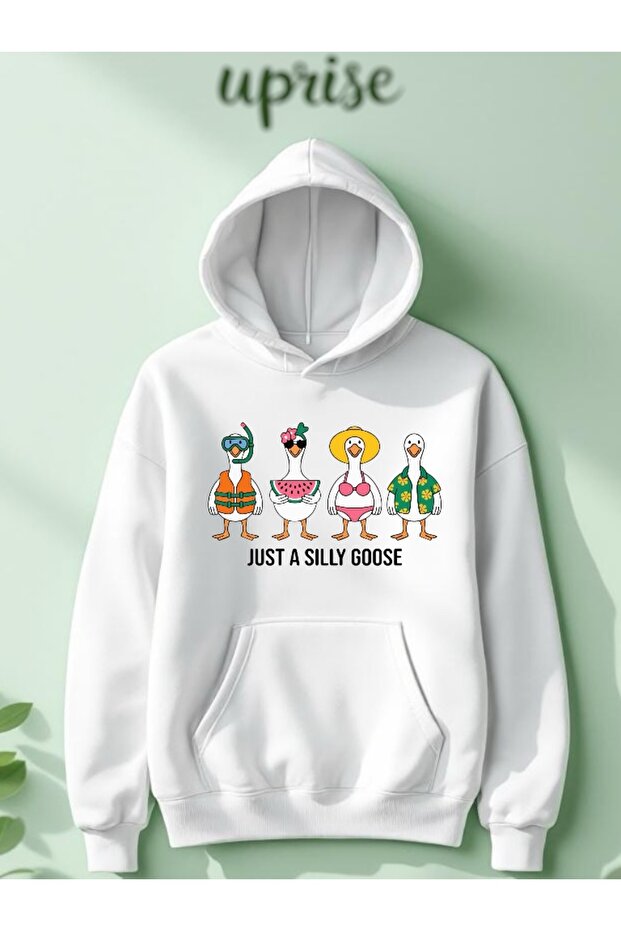 Duck Printed Cotton 3 Thread Oversize Sweatshirt