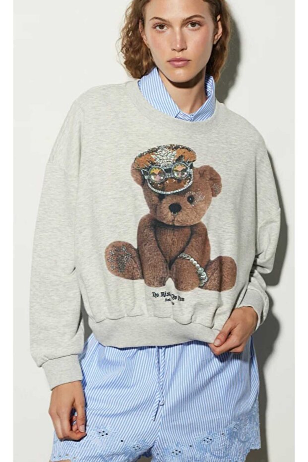Ayıcık desenli sweatshirt - 2