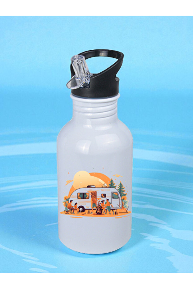 Camping Vacation Water Bottle 600 ml - Children's Water Bottle, Children's Water Bottle