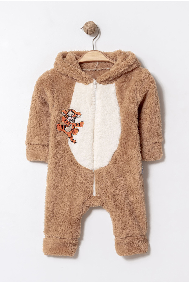 Winter Sweet Tiger Embroidered Zippered Welsoft Baby Romper