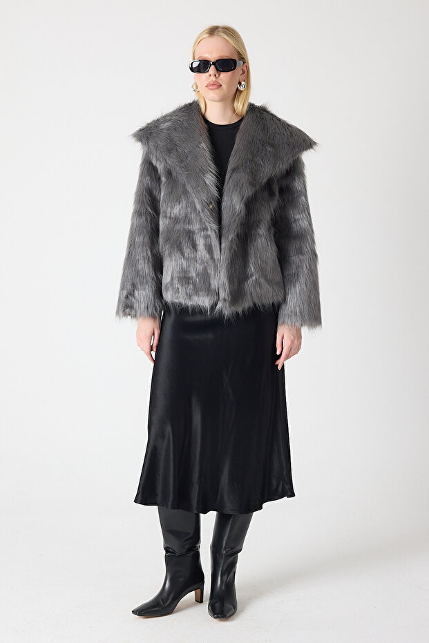 سترة شال بياقة من الفرو - 3