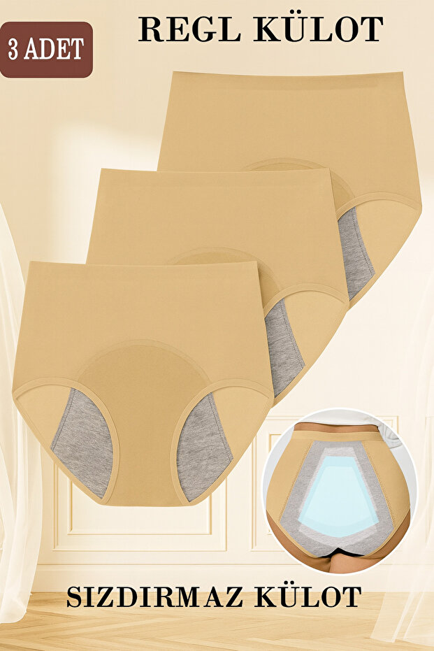 3-Pack Skin-Tight Leak-Proof Menstrual Panties Super Absorbent Breathable Comfortable Panties for Day and Night