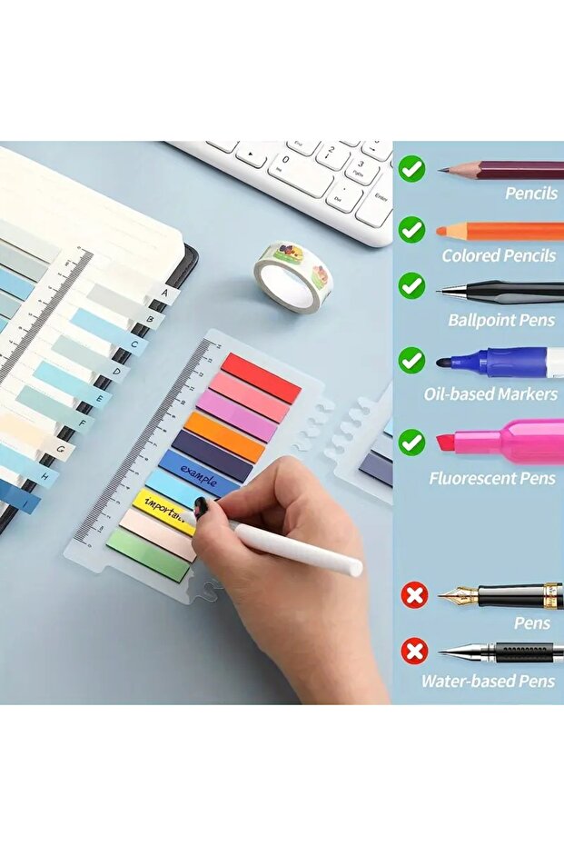 ANIL Notes Şeffaf Renkli Yapışkan Not Defteri Kitap Ayracı 200 Yaprak Cetvelli Post-it - 3