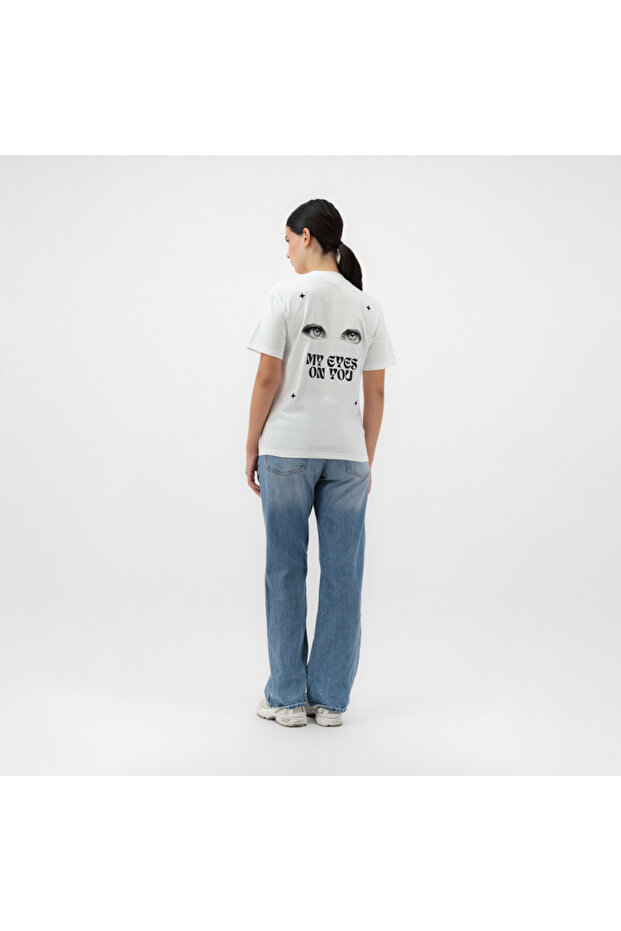 Graphic 'My Eyes On You' White T-Shirt