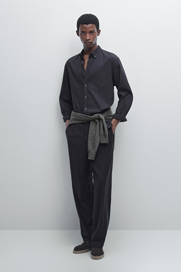 Yumuşak regular fit melanj gömlek - 1