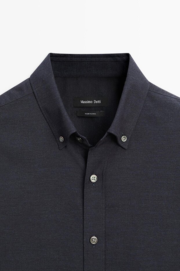 Yumuşak regular fit melanj gömlek - 6