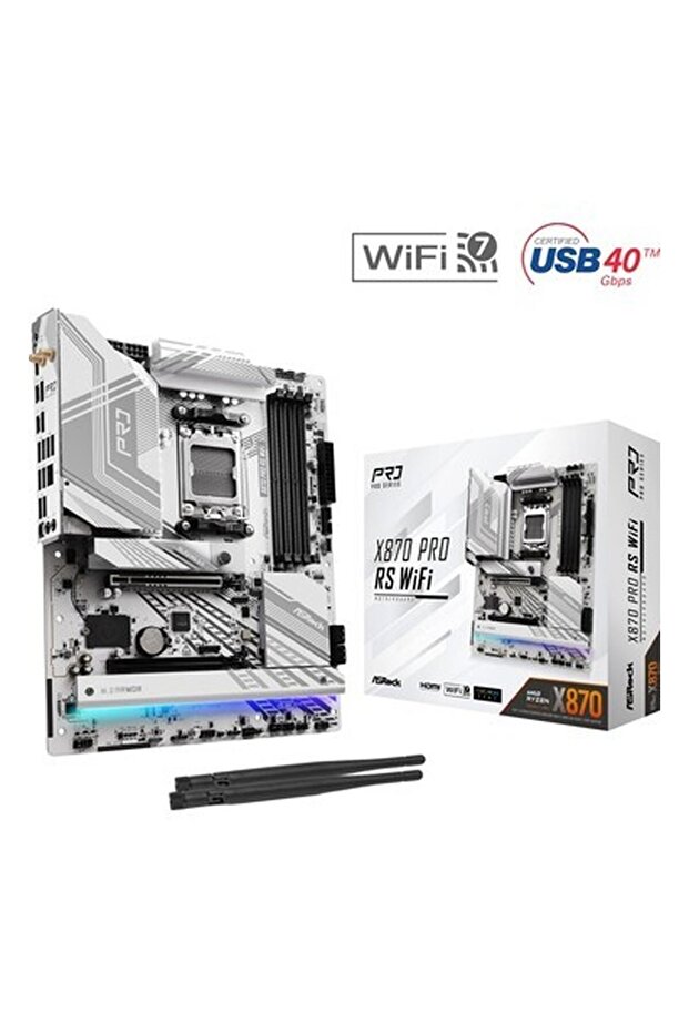 X870 Pro Rs Wıfı Atx Anakart, Amd Am5 Ryzen 9000 ve 8000, Ddr5, 5x M.2 Ssd, 4K 120Hz, Amd Exp - 1