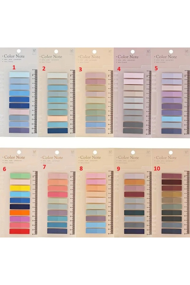 ANIL Notes Şeffaf Renkli Yapışkan Not Defteri Kitap Ayracı 200 Yaprak Cetvelli Post-it - 1