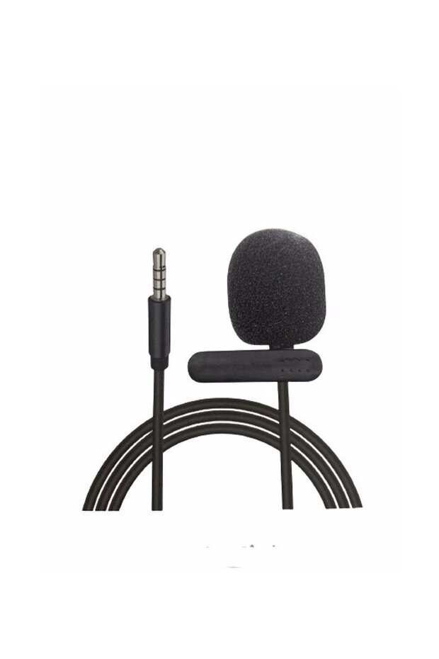 LE-01 1.5MT Kablolu Tekli Yaka Mikrofonu 3.5 mm Jack Girişli Universal Mikrofon - 1
