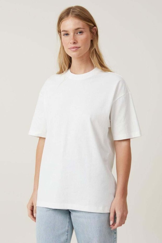 White Short Sleeve Oversize Basic Women's T-Shirt Sh281