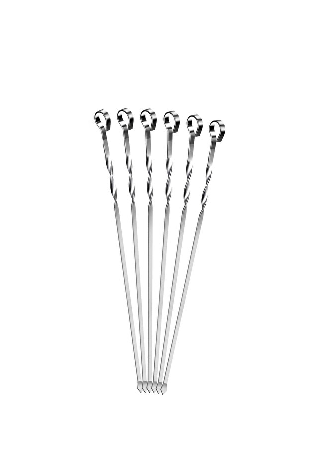 Stainless Steel Barbecue Skewer, BBQ Meat Skewer,50x1Cm,6Pcs,BB2794