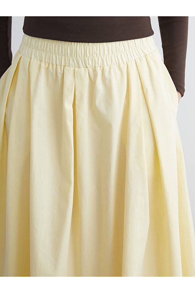 XSIDE Sari Beli Lastikli Poplin Kloş Etek - 4