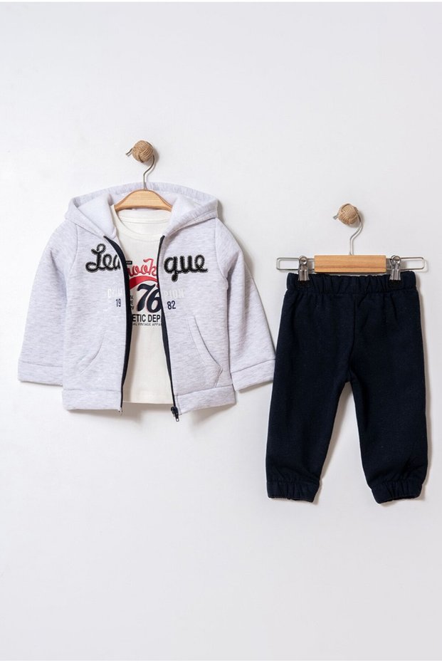 Baby Seasonal 3-Piece Set Hooded Sweatshirt Printed T-Shirt and Sweatpants