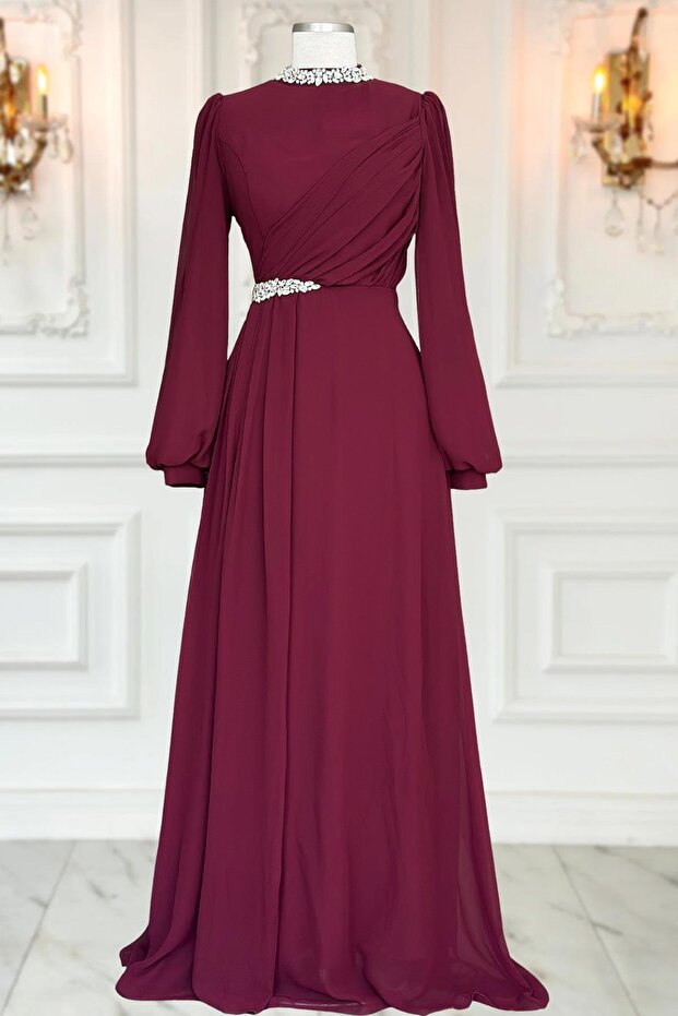 Peri Abiye Elbise Bordo - 1