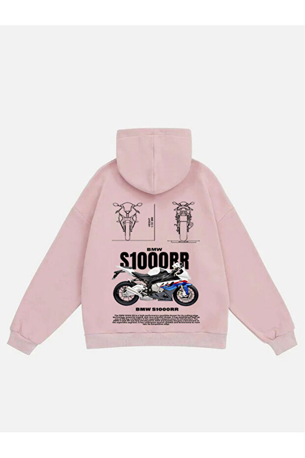 Unisex Bmw S100Rr Printed Hooded Fleece Oversized Sweatshirt