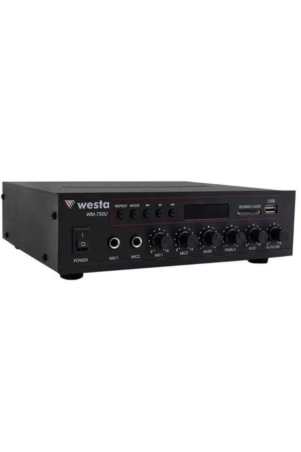 WM-750U 80 Watt 100V-70V Mini 4-16 Ohm USB-SD-Bluetooth 2 Mikrofon Girişli Trafolu Anfi - 1