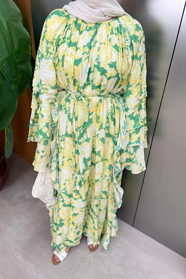 Kat Kat Modal Elbise - Sarı - 3