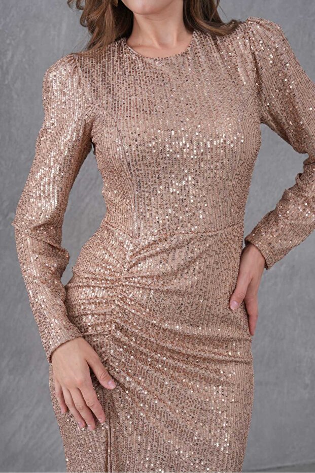 Rochie de seara lunga cu decolteu crew - 3