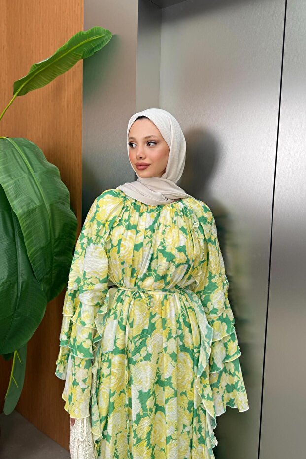 Kat Kat Modal Elbise - Sarı - 2