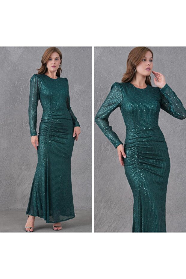 Rochie de seara lunga cu decolteu crew - 1