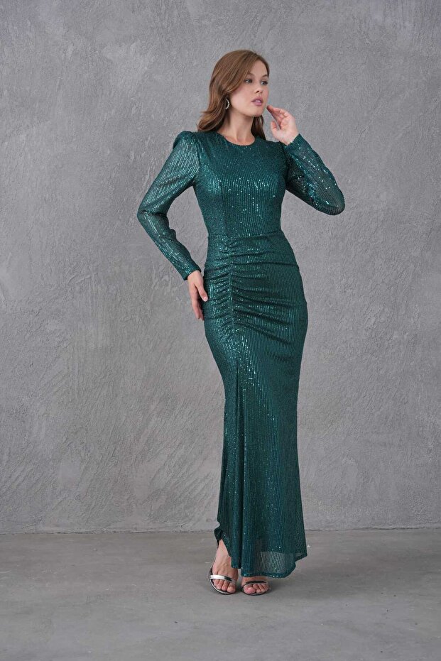 Rochie de seara lunga cu decolteu crew - 4