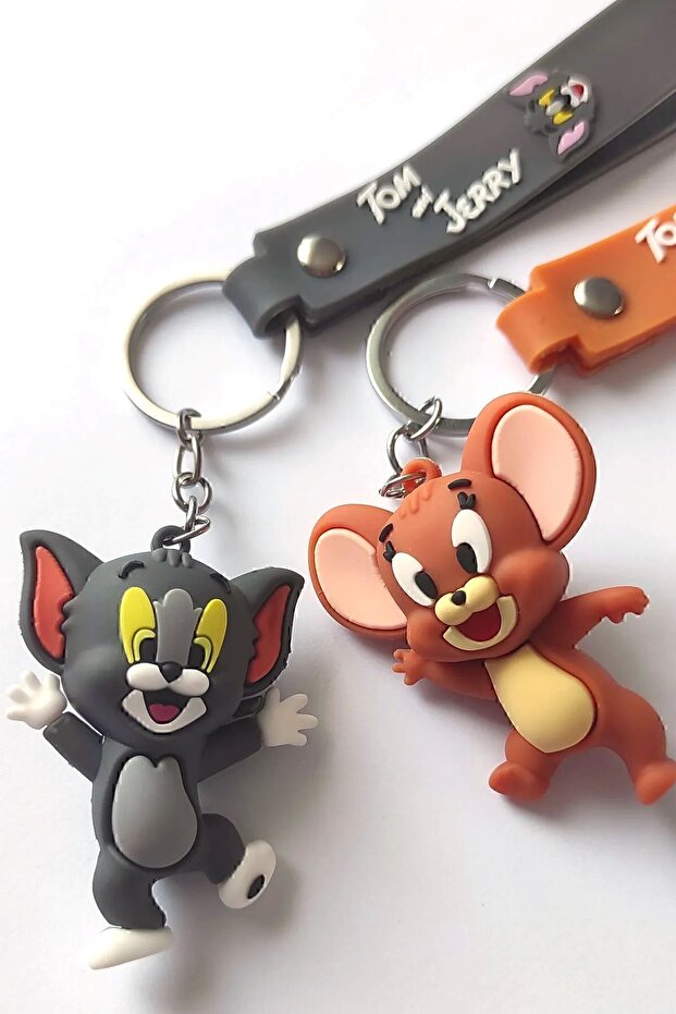 Tom and Jerry 3D Double Keychain - Bag Ornament Set of 2